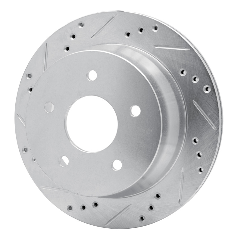 Chevrolet S10 Brake Rotor (1) - Rear Left - R1 Concepts - Drilled & Slotted - Silver - `97-`05